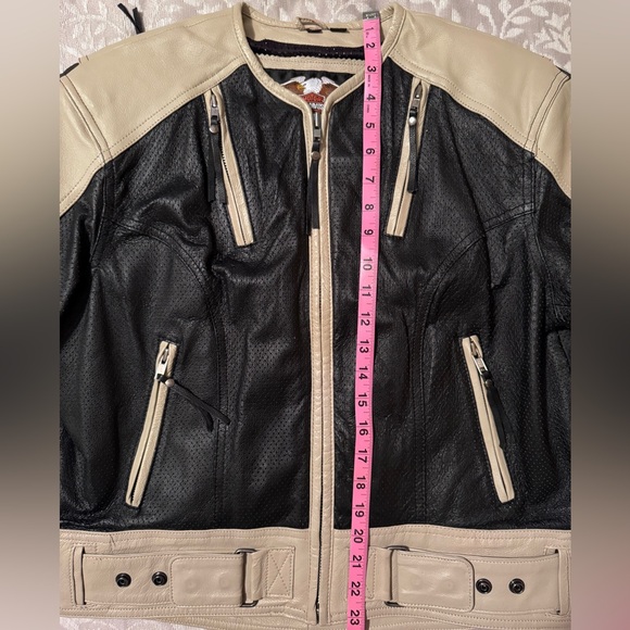 Harley Davidson Women's Cream White & Black Leather Jacket 97002-14W Size Large - Picture 6 of 13